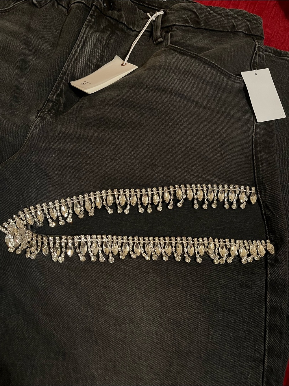 NEW Good American Good Icon Straight Crystal Black Jeans – Size 16 - Picture 10 of 11